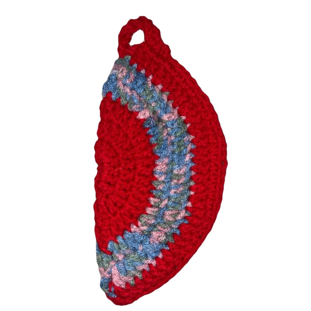 Potholder‎ Crochet Handmade Red 8" Hot Pad Trivet Wall Decor NEW